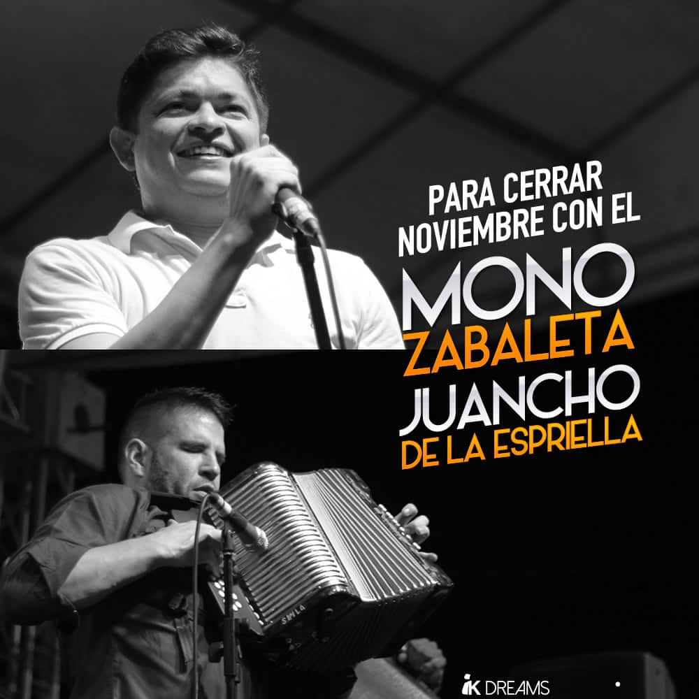 Mono Zabaleta & Juancho de la Espriella cierran Noviembre en Sucre y Antioquia
