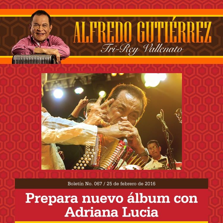Alfredo Gutiérrez prepara cd con Adriana Lucia