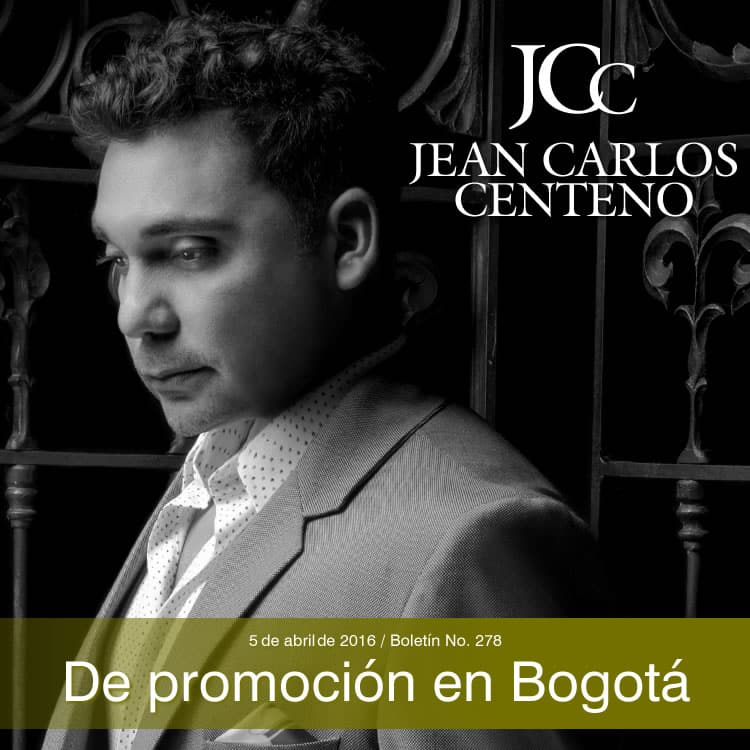 Jean Carlos Centeno de promoción en Bogotá