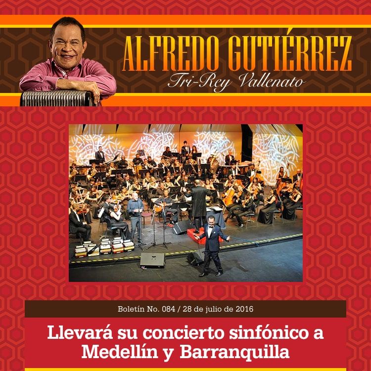 Alfredo Gutiérrez llevará su concierto sinfónico a Medellín y Barranquilla