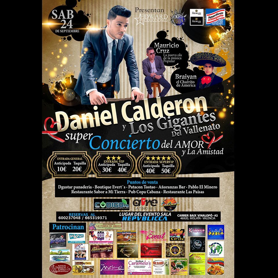 Daniel Calderón y Los Gigantes del vallenato en Valencia España