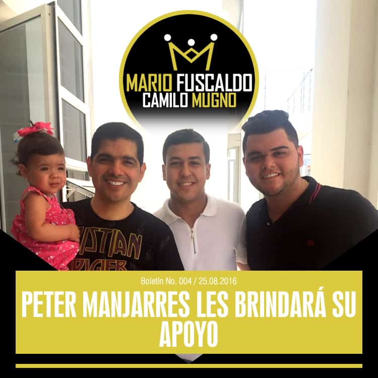 Peter Manjarres le brindará su apoyo a MARIO FUSCALDO & CAMILO MUGNO