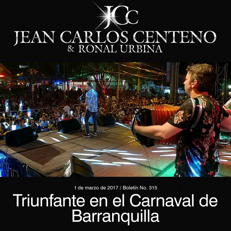 Jean Carlos Centeno triunfante en el carnaval de Barranquilla
