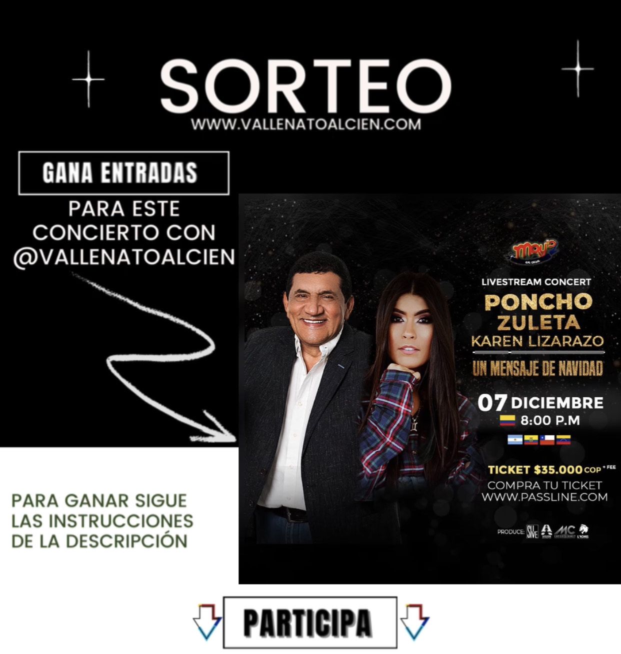 Gana entradas para el concierto de Poncho y Karen Lizarazo